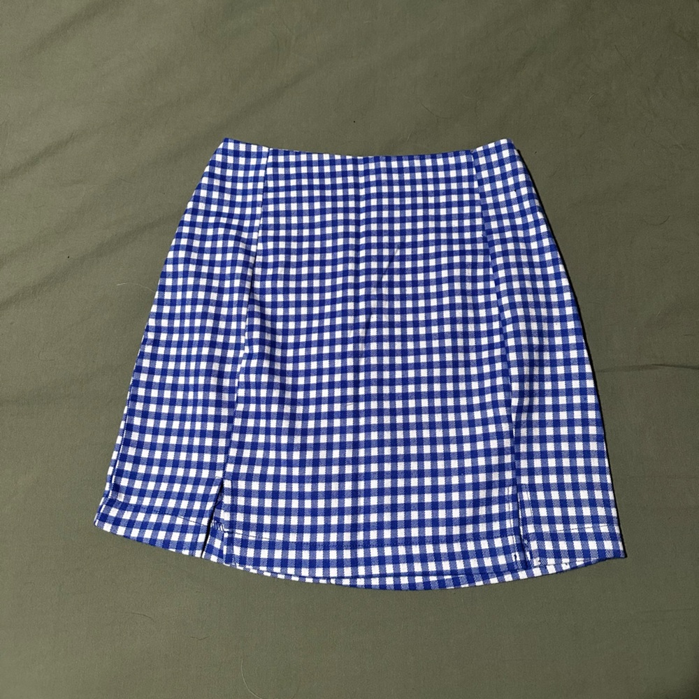 Blue Gingham Mini Skirt